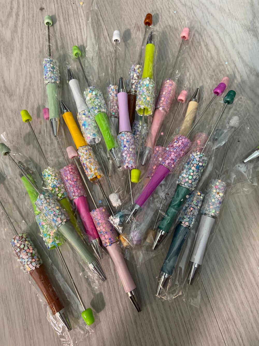 10 piece beadable star glitter pens assorted colors